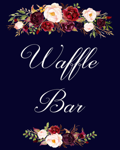 Waffle bar burgundy marsala wedding sign