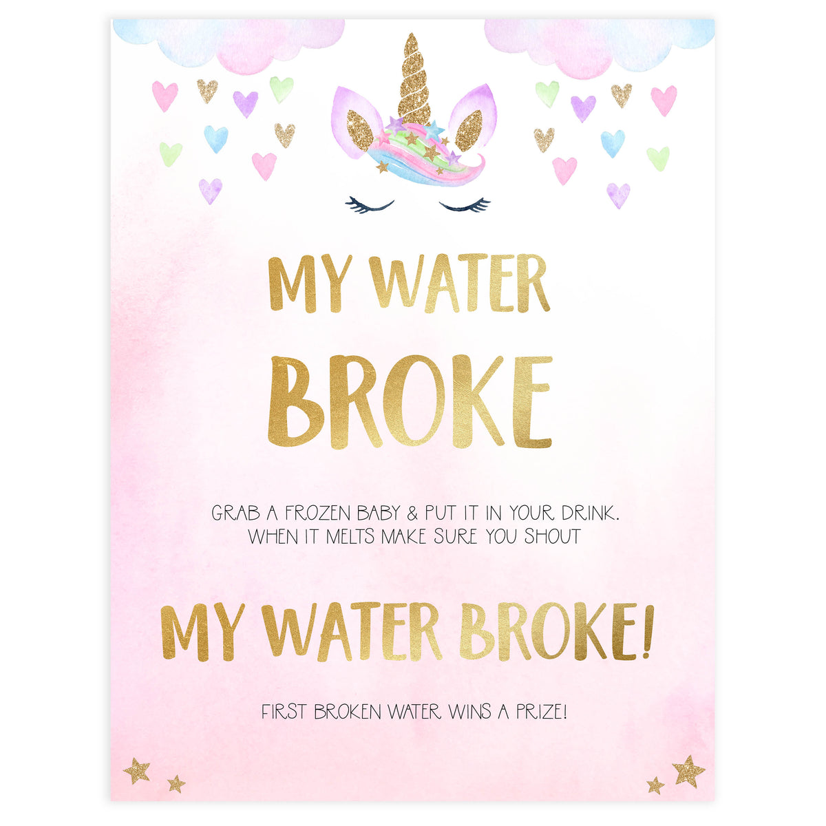 my water broke game, Printable baby shower games, unicorn baby games, baby shower games, fun baby shower ideas, top baby shower ideas, unicorn baby shower, baby shower games, fun unicorn baby shower ideas