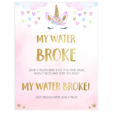 My Water Broke Baby Game Unicorn - Main Image