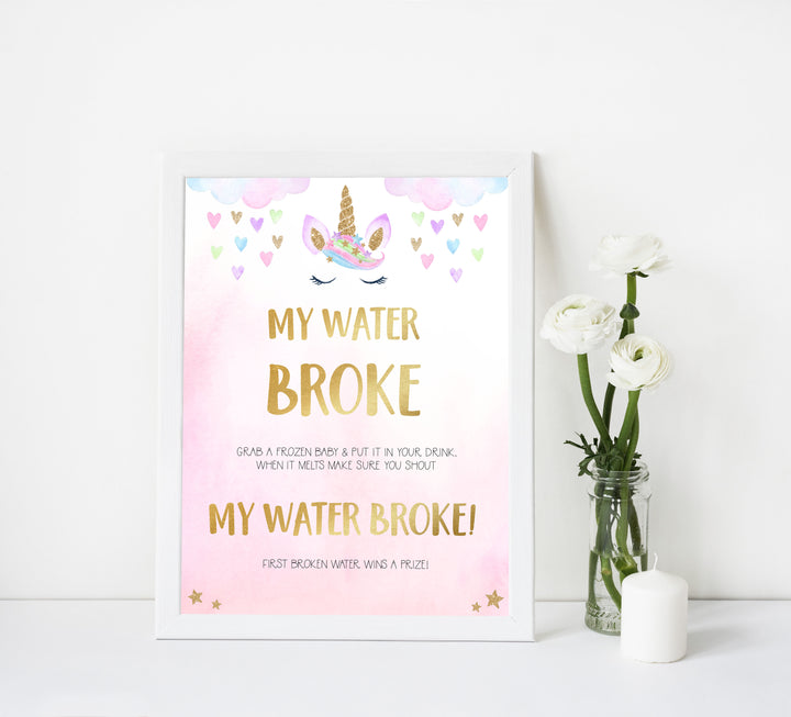my water broke game, Printable baby shower games, unicorn baby games, baby shower games, fun baby shower ideas, top baby shower ideas, unicorn baby shower, baby shower games, fun unicorn baby shower ideas