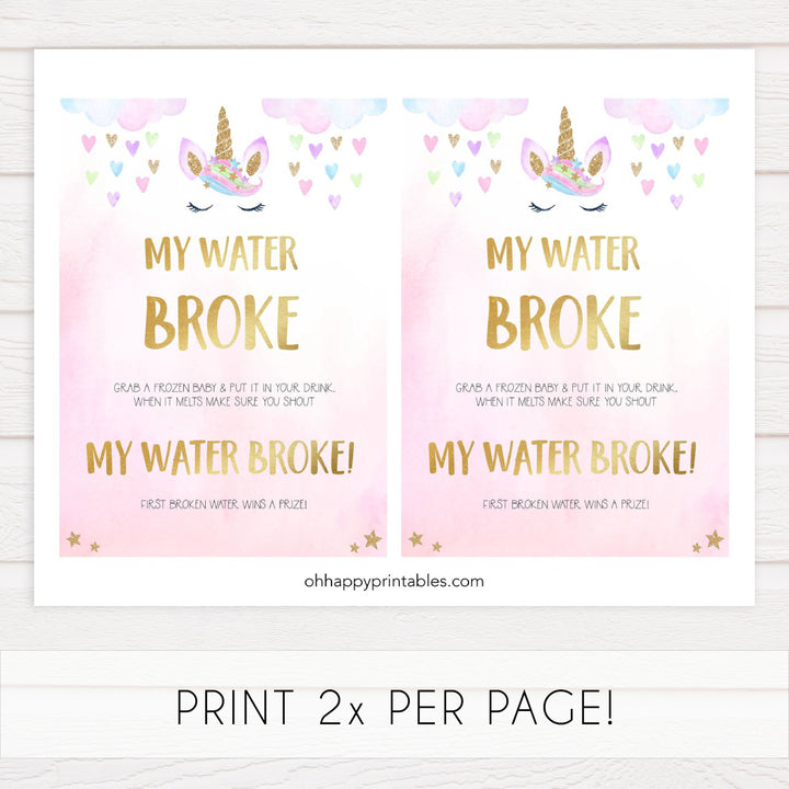 my water broke game, Printable baby shower games, unicorn baby games, baby shower games, fun baby shower ideas, top baby shower ideas, unicorn baby shower, baby shower games, fun unicorn baby shower ideas