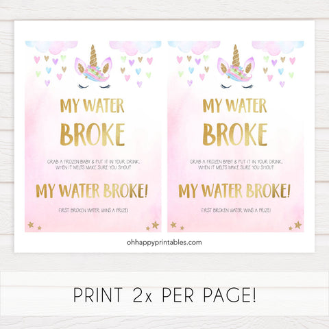 my water broke game, Printable baby shower games, unicorn baby games, baby shower games, fun baby shower ideas, top baby shower ideas, unicorn baby shower, baby shower games, fun unicorn baby shower ideas