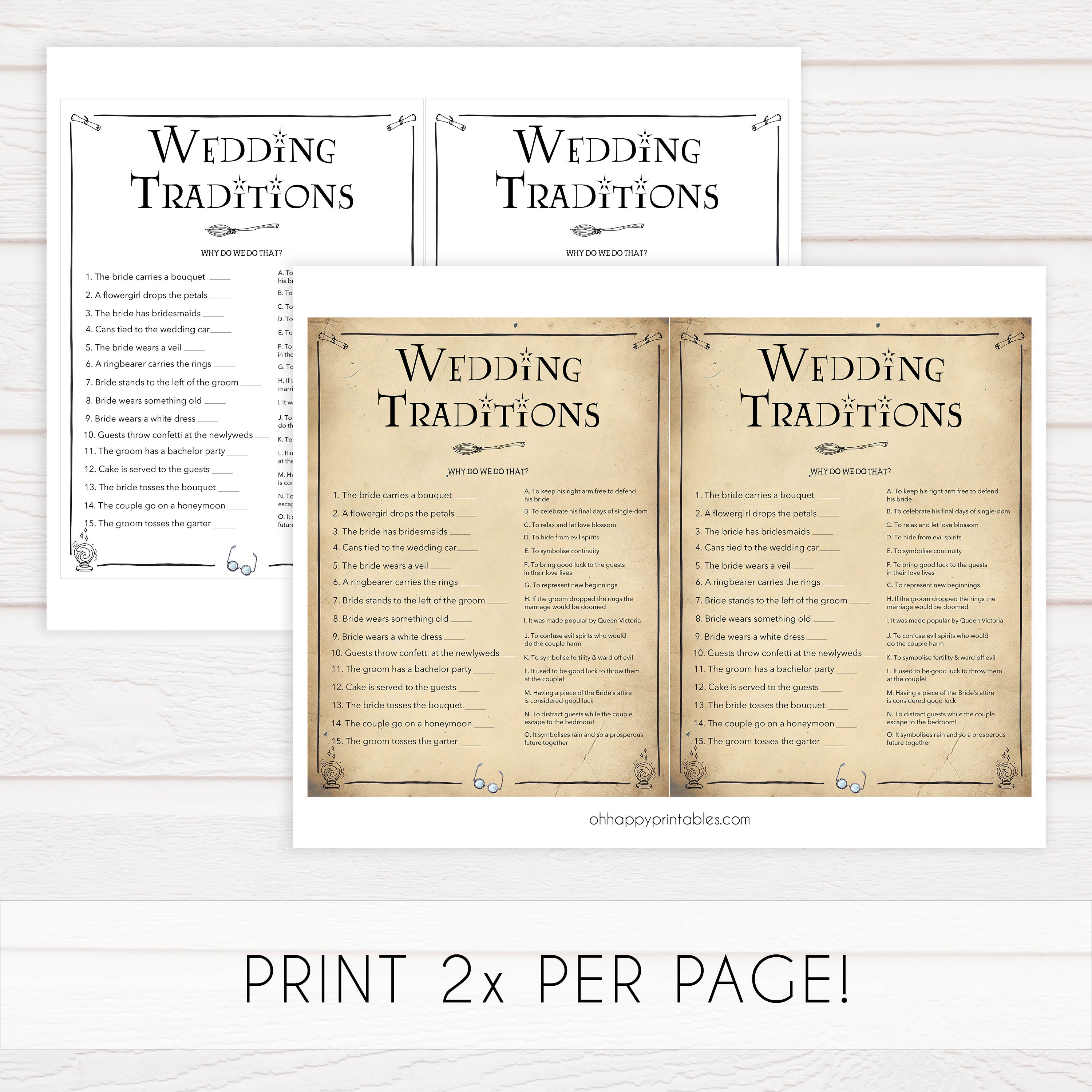 wedding traditions trivia game,  Printable bridal shower games, Harry potter bridal shower, Harry Potter bridal shower games, fun bridal shower games, bridal shower game ideas, Harry Potter bridal shower