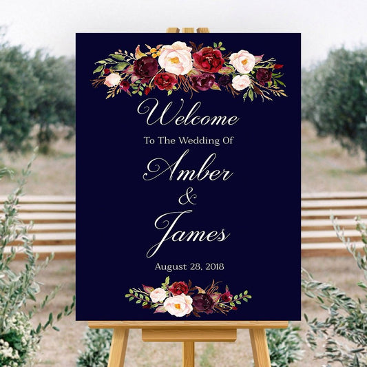 Marsala Wedding Welcome Sign Printable 