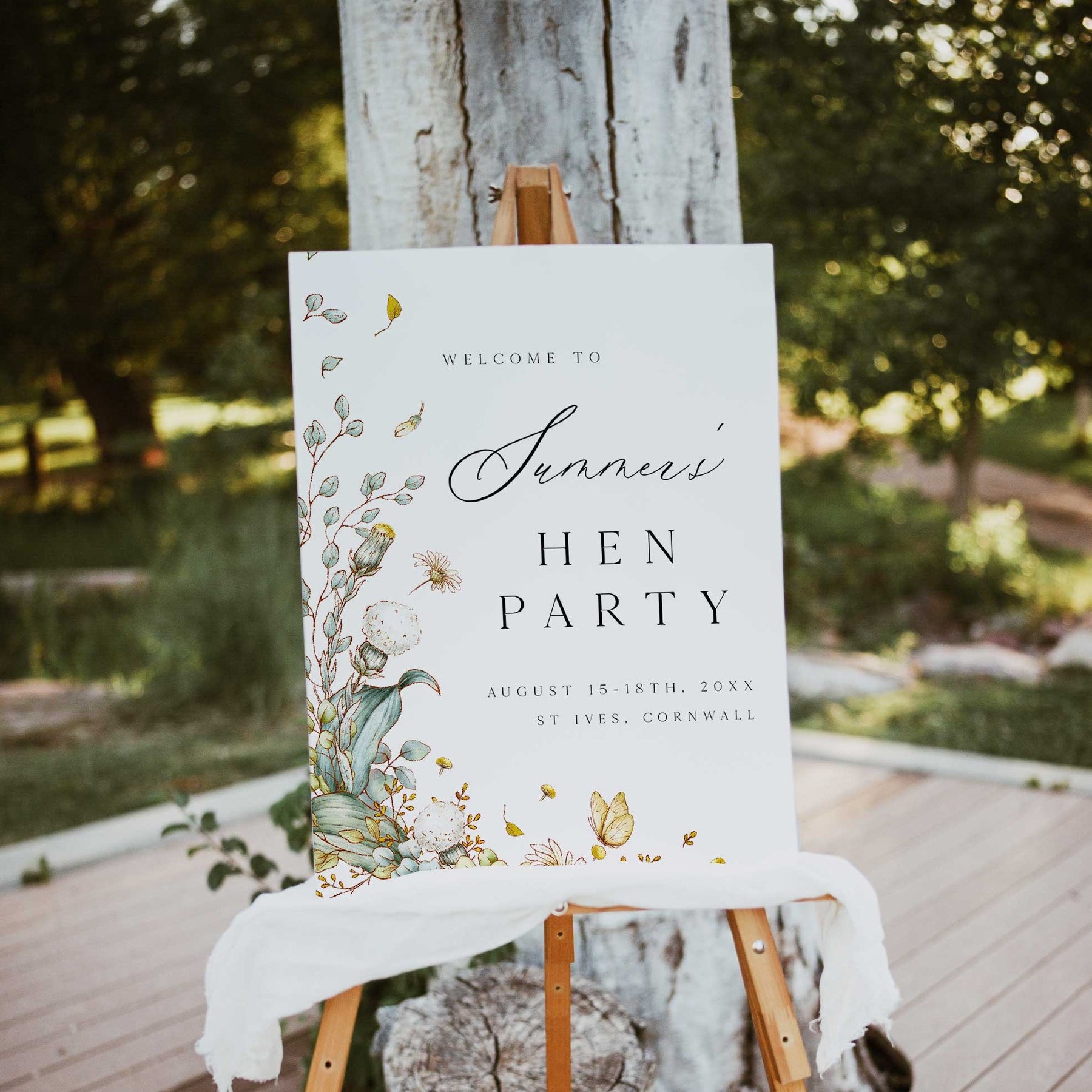 Welcome Weekend Sign Hen Weekend Welcome Sign - Whimsical Floral Bridal Shower ...