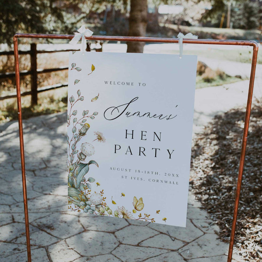 Hen Weekend Welcome Sign - Whimsical Floral Bridal Shower ...
