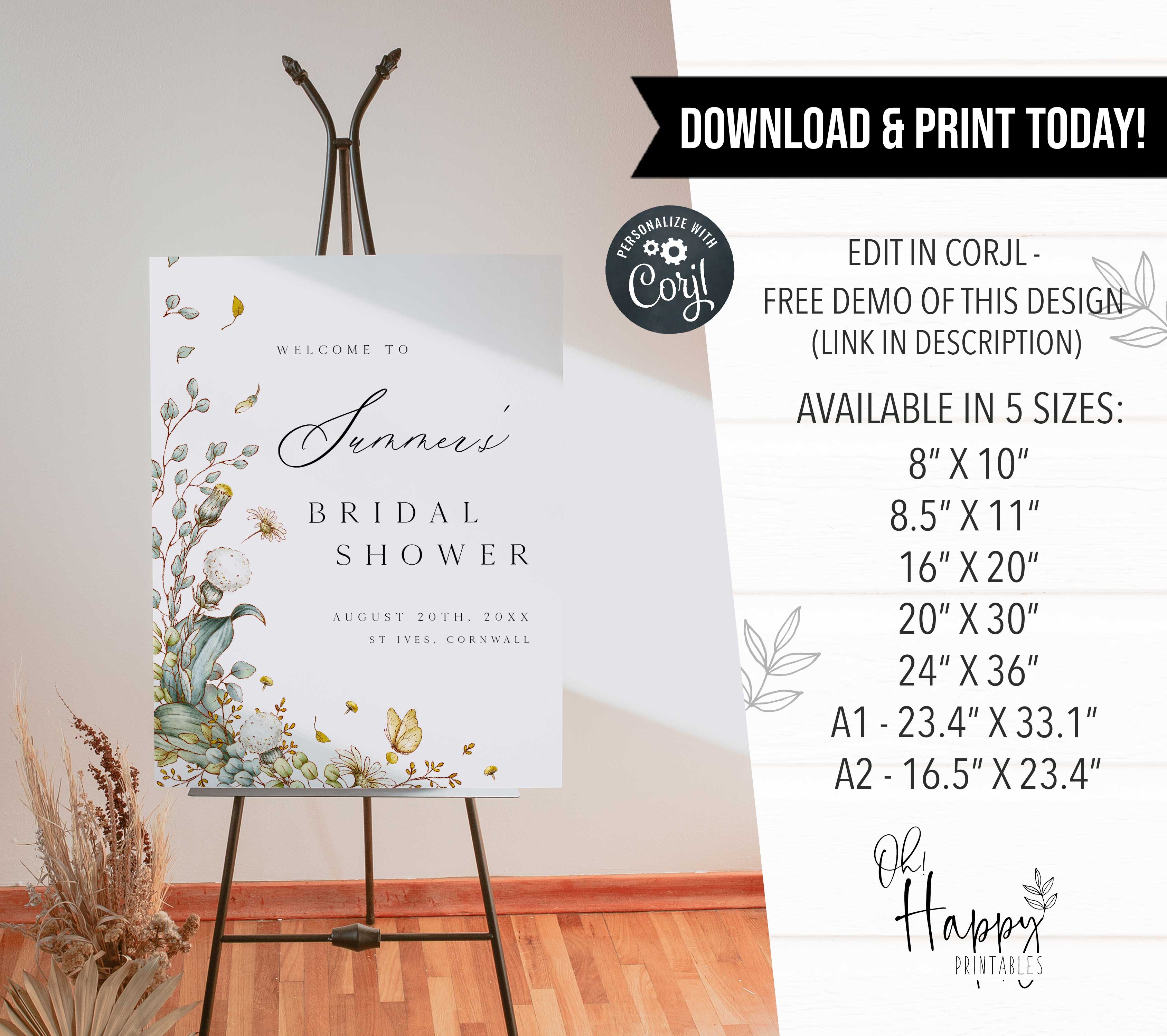 Bridal Shower Welcome Sign - Anais