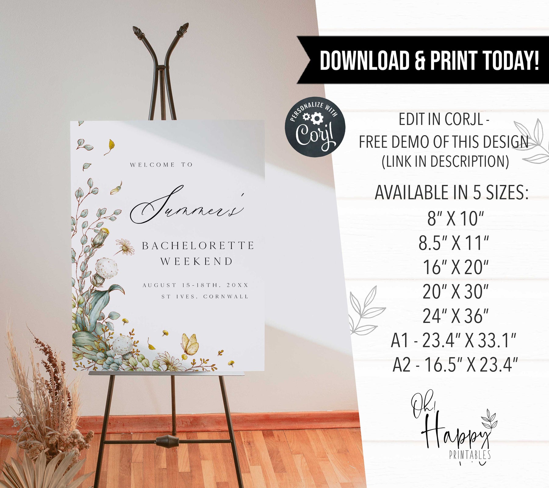 Welcome Weekend Sign Bachelorette Weekend Welcome Sign - Whimsical Floral Bridal Shower ...
