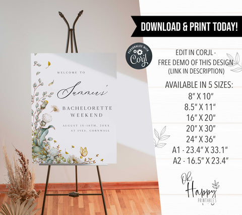 editable whimsical floral bridal shower welcome signs that come in 6 popular signs. Gorgeous summer floral bridal shower welcome signs for your bridal shower