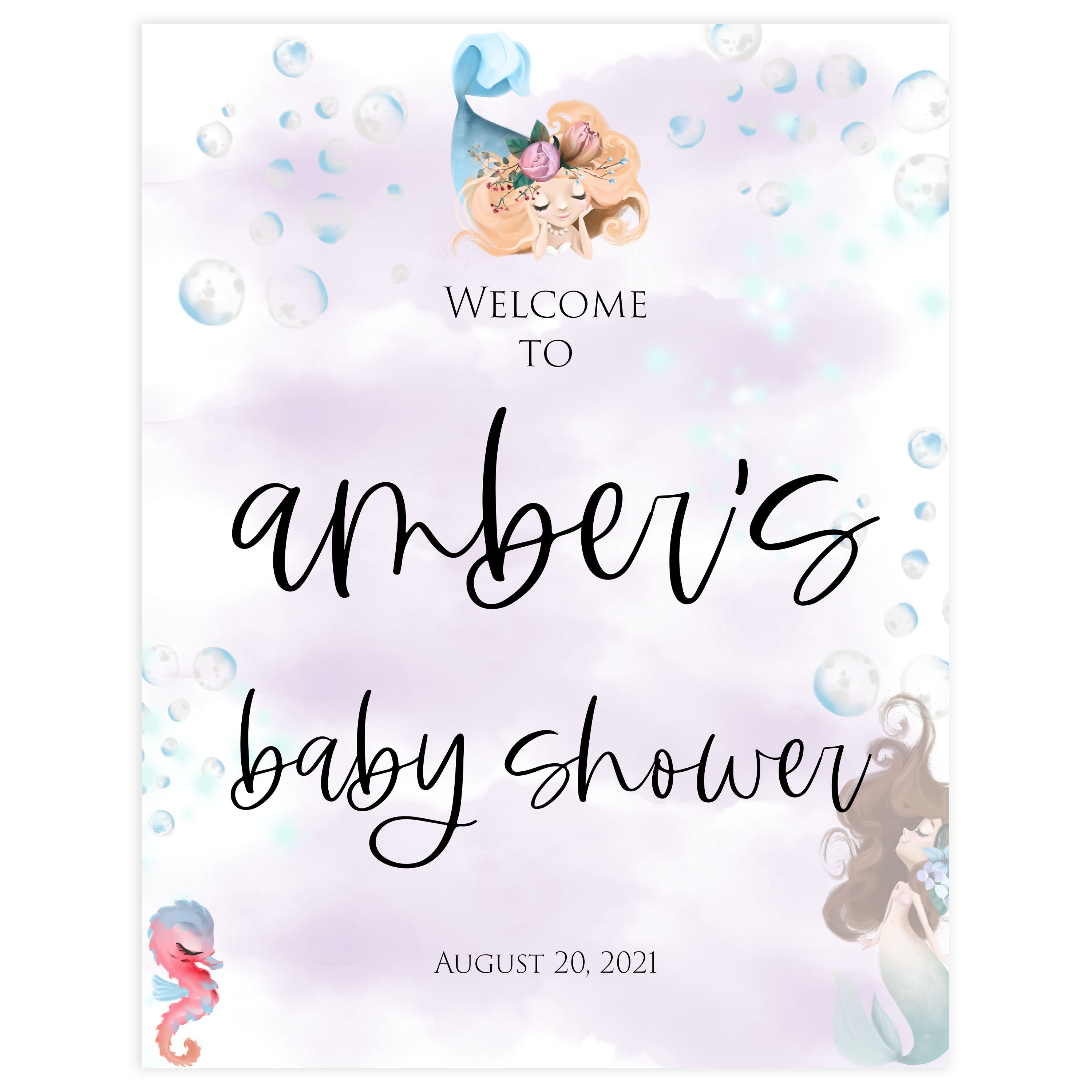 baby shower welcome sign, Little mermaid baby decor, printable baby table signs, printable baby decor, baby little mermaid table signs, fun baby signs, baby little mermaid fun baby table signs