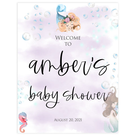 baby shower welcome sign, Little mermaid baby decor, printable baby table signs, printable baby decor, baby little mermaid table signs, fun baby signs, baby little mermaid fun baby table signs