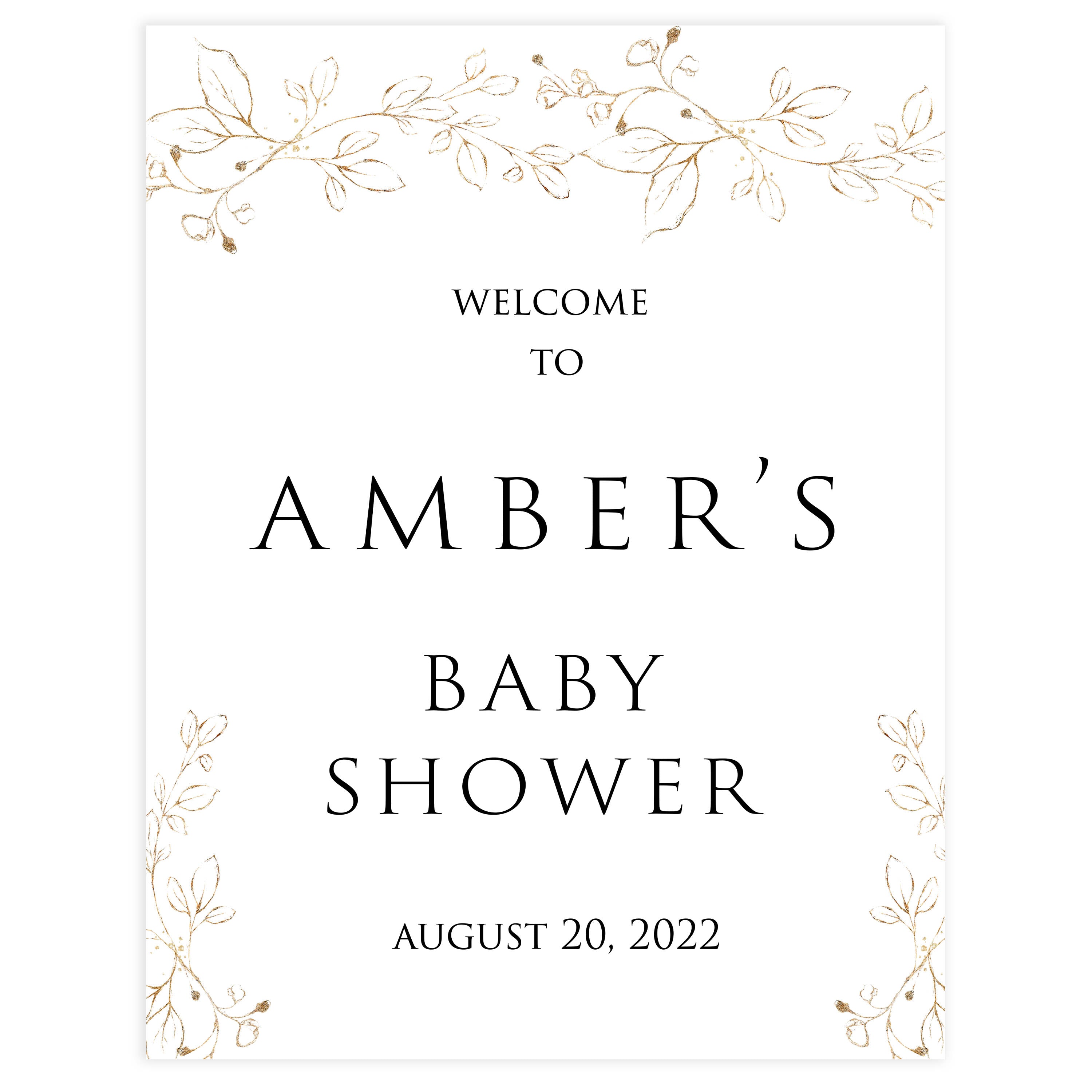 baby shower welcome signs, Gold leaf baby decor, printable baby table signs, printable baby decor, baby gold leaf table signs, fun baby signs, baby gold leaf fun baby table signs