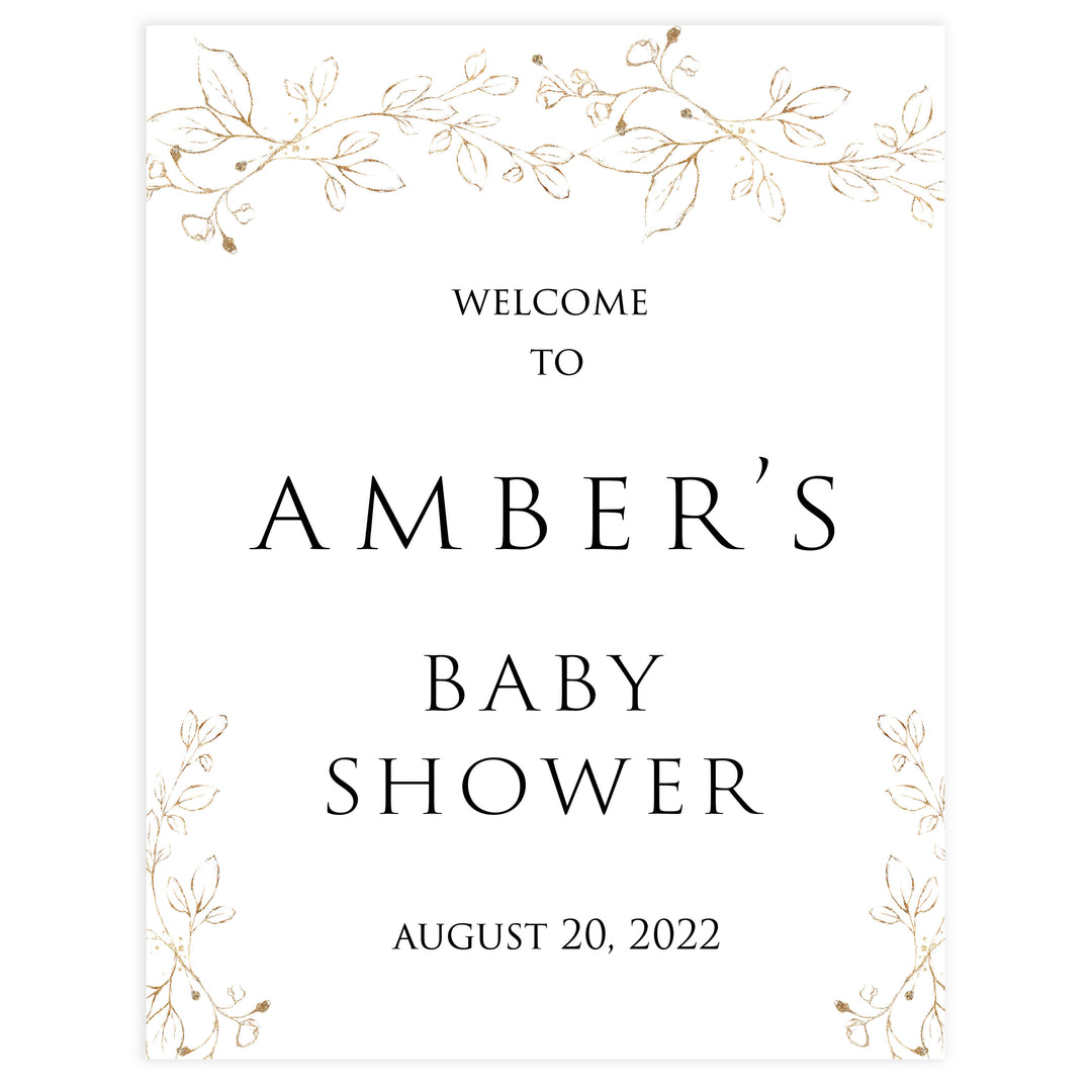 baby shower welcome signs, Gold leaf baby decor, printable baby table signs, printable baby decor, baby gold leaf table signs, fun baby signs, baby gold leaf fun baby table signs
