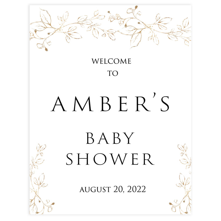 baby shower welcome signs, Gold leaf baby decor, printable baby table signs, printable baby decor, baby gold leaf table signs, fun baby signs, baby gold leaf fun baby table signs
