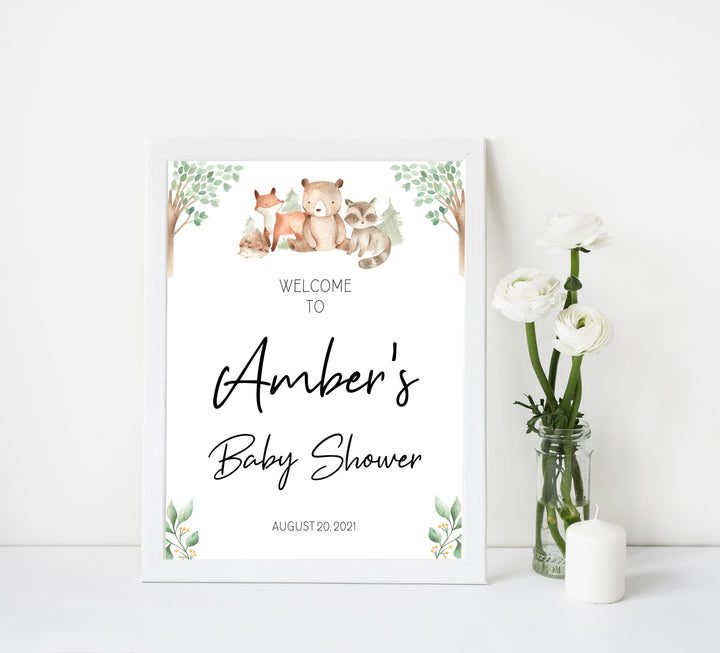 baby shower welcome signs, Woodland animals baby decor, printable baby table signs, printable baby decor, baby woodland animals table signs, fun baby signs, baby woodland animals fun baby table signs