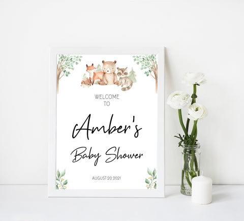baby shower welcome signs, Woodland animals baby decor, printable baby table signs, printable baby decor, baby woodland animals table signs, fun baby signs, baby woodland animals fun baby table signs
