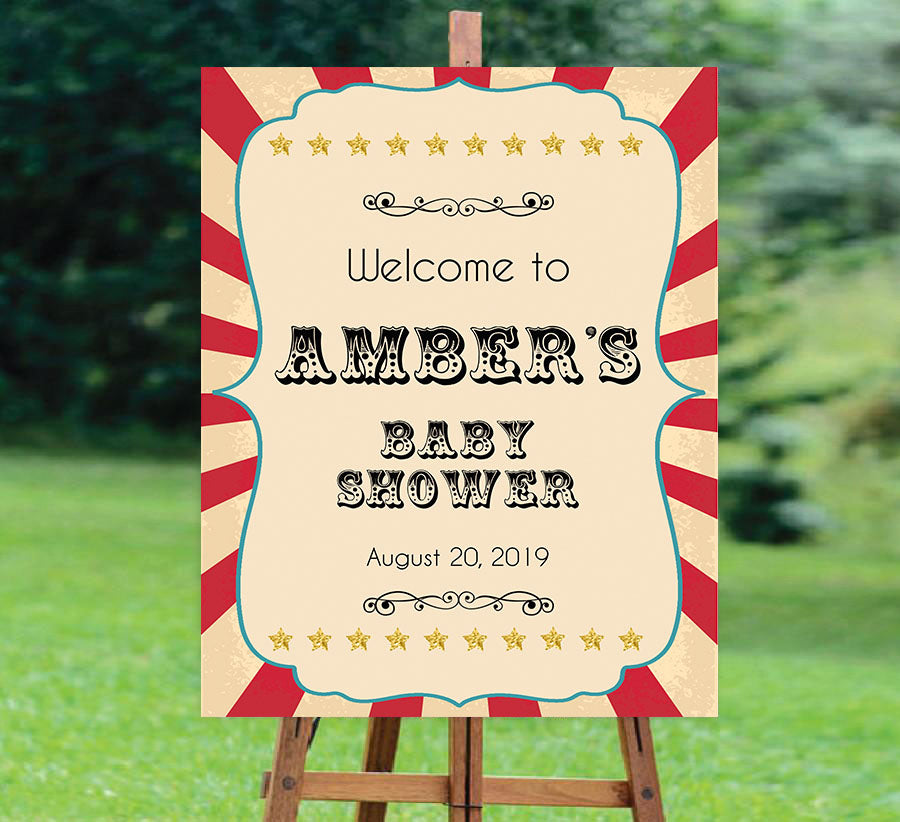 baby shower welcome sign, circus baby shower signs, printable baby shower signs, carnival baby shower signs
