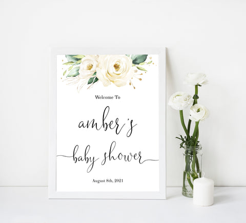 Baby Shower Welcome Sign - White Chalkboard - Nifty Printables