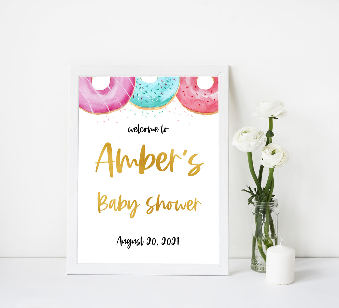baby welcome sign, printable baby welcome signs, Printable baby shower games, donut baby games, baby shower games, fun baby shower ideas, top baby shower ideas, donut sprinkles baby shower, baby shower games, fun donut baby shower ideas