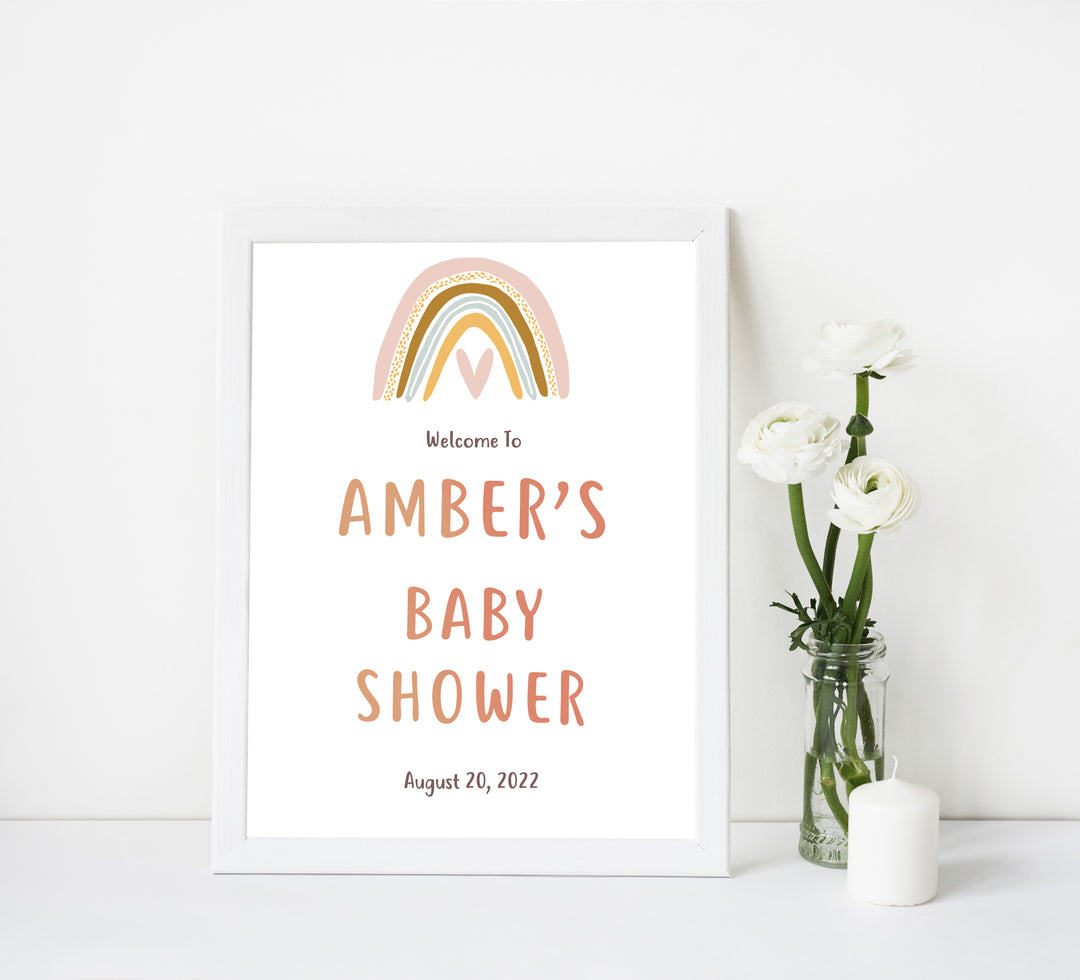baby welcome sign, Boho rainbow baby decor, printable baby table signs, printable baby decor, baby boho rainbow table signs, fun baby signs, baby boho rainbow fun baby table signs