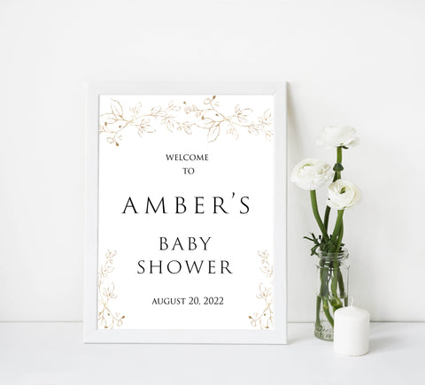 baby shower welcome signs, Gold leaf baby decor, printable baby table signs, printable baby decor, baby gold leaf table signs, fun baby signs, baby gold leaf fun baby table signs