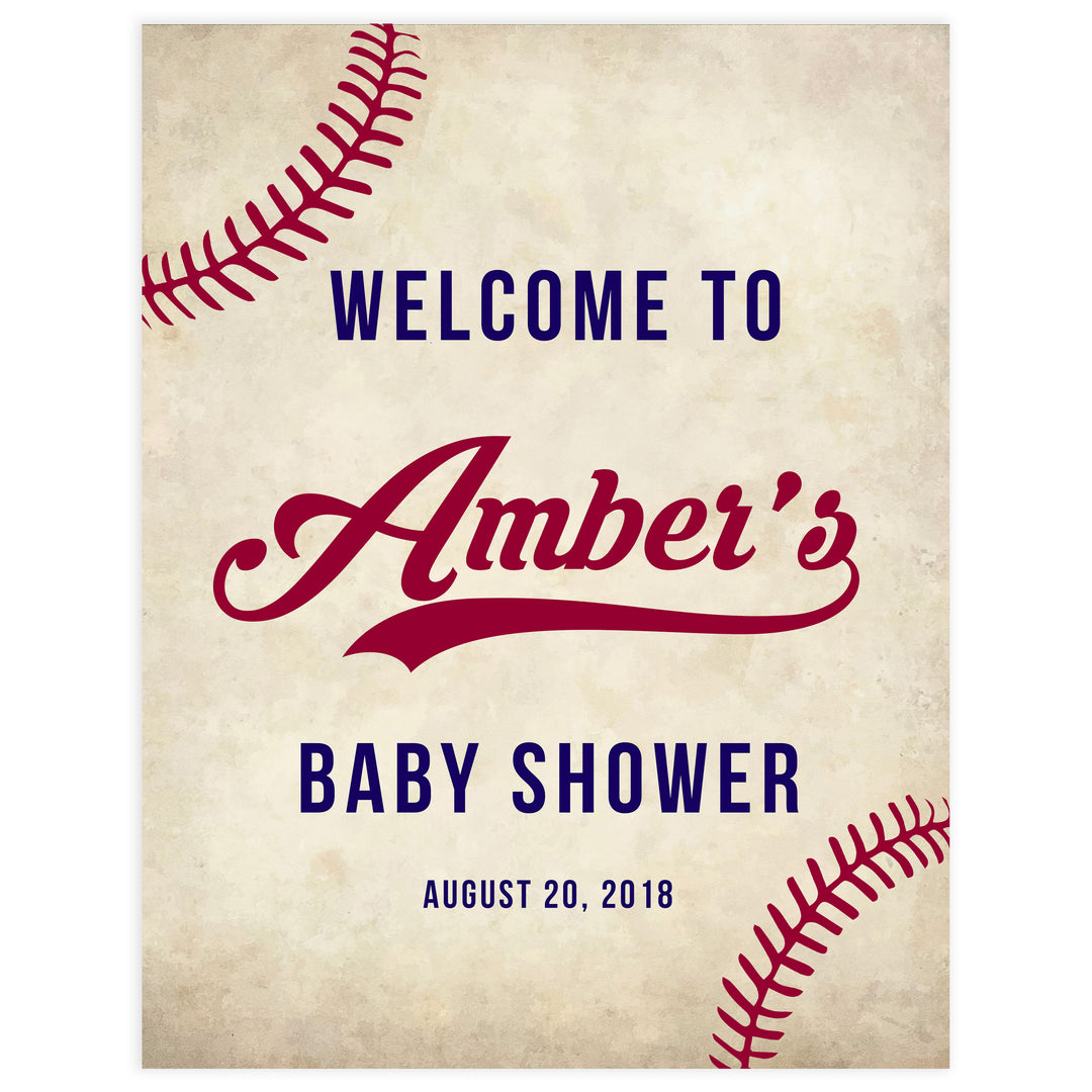 baseball baby welcome sign, printable baby shower welcome signs, little slugger baby decor, fun baby shower games, baseball baby decor