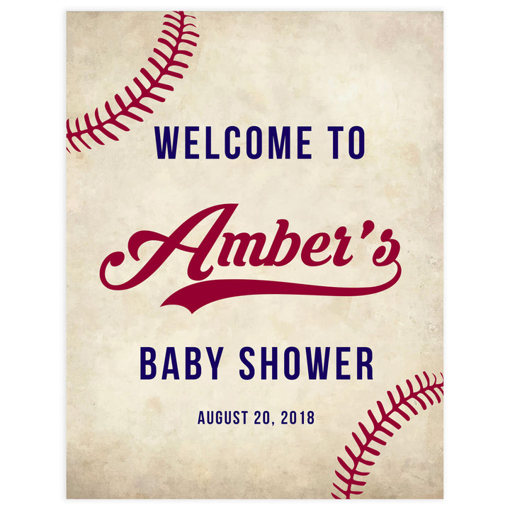 baseball baby welcome sign, printable baby shower welcome signs, little slugger baby decor, fun baby shower games, baseball baby decor
