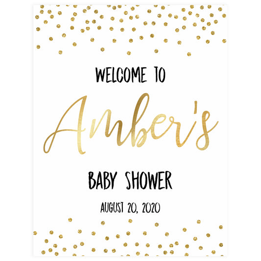 baby shower welcome sign, printable baby welcome sign, gold glitter baby shower, gold glitter baby welcome sign, fun baby shower ideas, top baby ideas,
