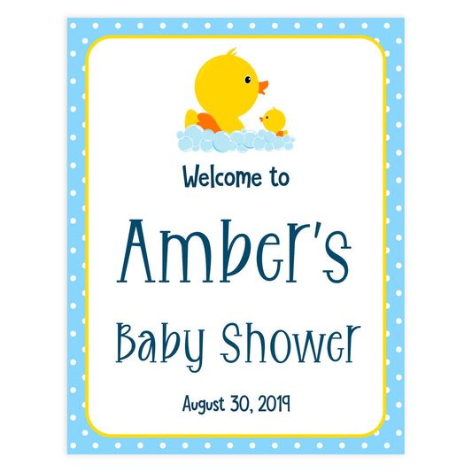 baby welcome signs, printable baby shower welcome signs, rubber ducky baby shower signs, rubber ducky baby table signs