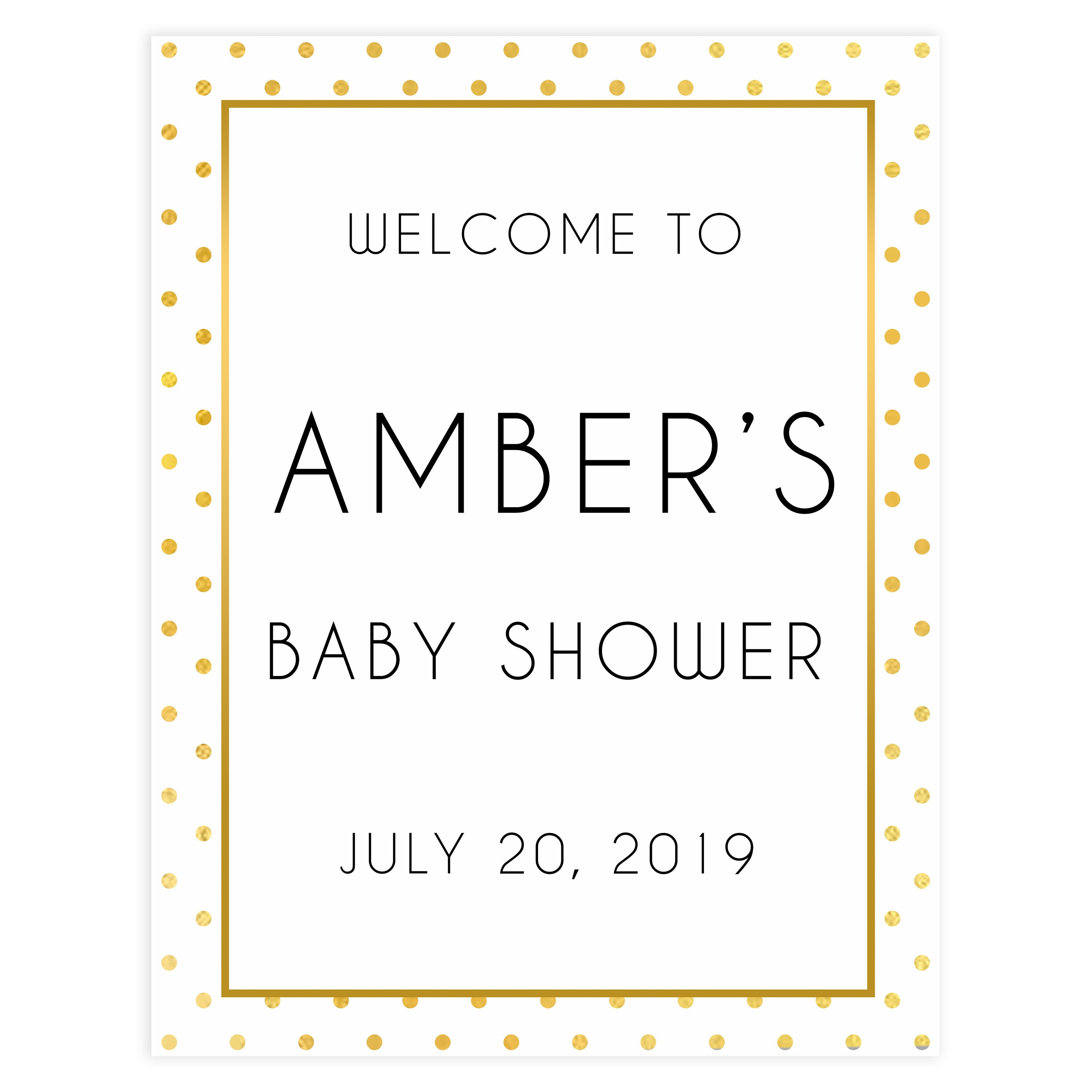 baby shower welcome signs, printable baby shower welcome sign, baby shower decor, baby shower table signs, gold baby shower ideas