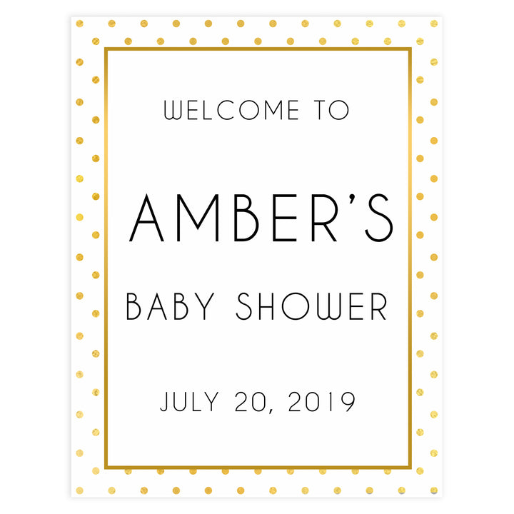 baby shower welcome signs, printable baby shower welcome sign, baby shower decor, baby shower table signs, gold baby shower ideas