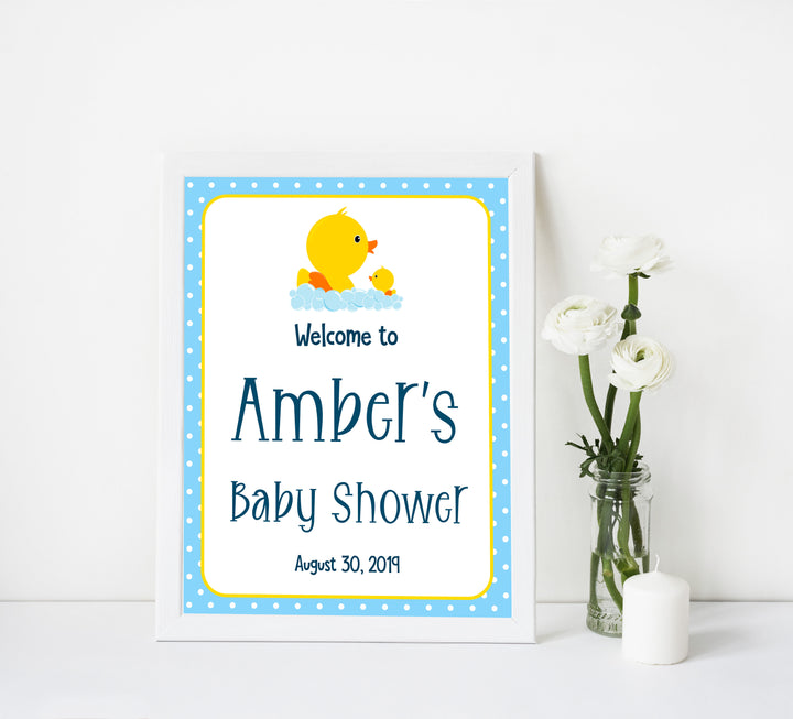 baby welcome signs, printable baby shower welcome signs, rubber ducky baby shower signs, rubber ducky baby table signs