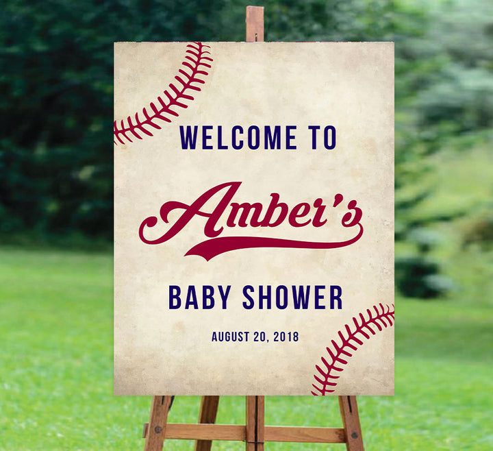 baseball baby welcome sign, printable baby shower welcome signs, little slugger baby decor, fun baby shower games, baseball baby decor