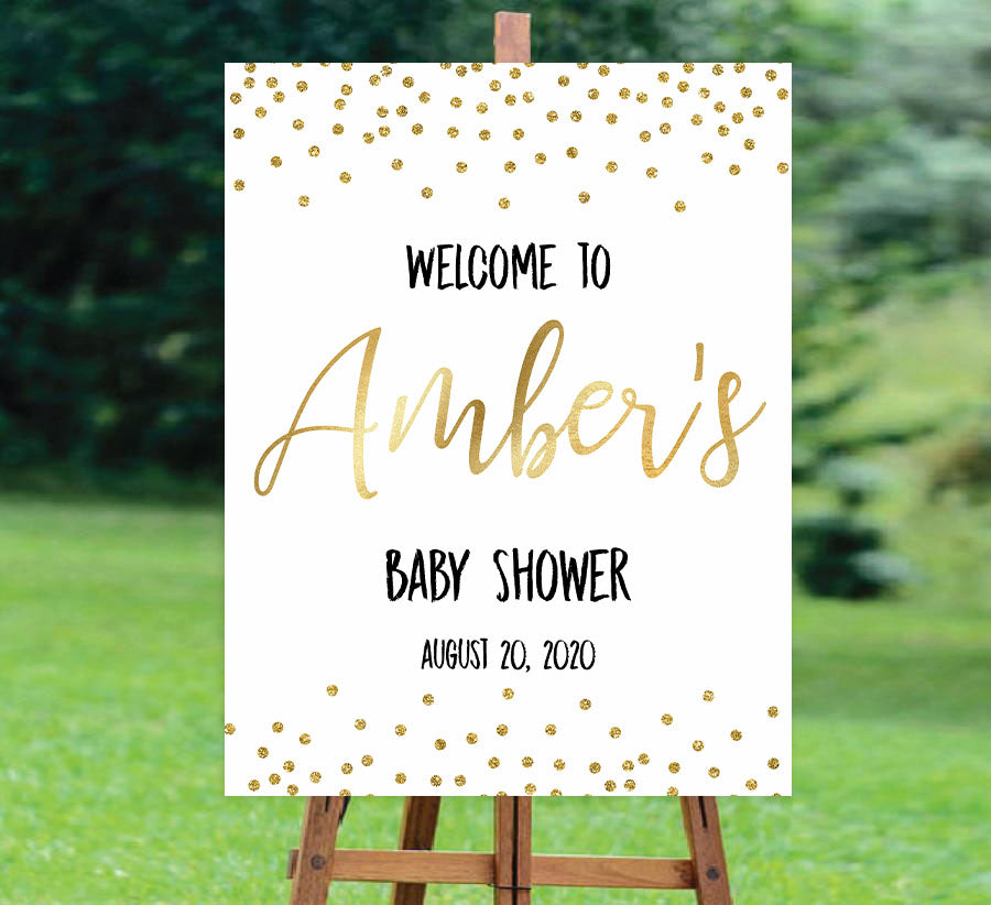 baby shower welcome sign, printable baby welcome sign, gold glitter baby shower, gold glitter baby welcome sign, fun baby shower ideas, top baby ideas,