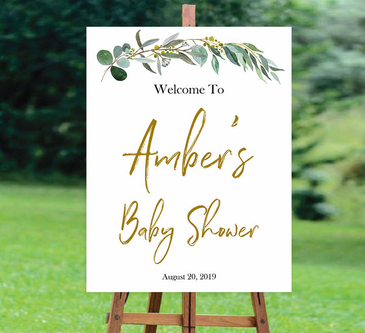 baby shower welcome sign, printable baby shower welcome signs, floral baby shower signs, greenery baby decor 