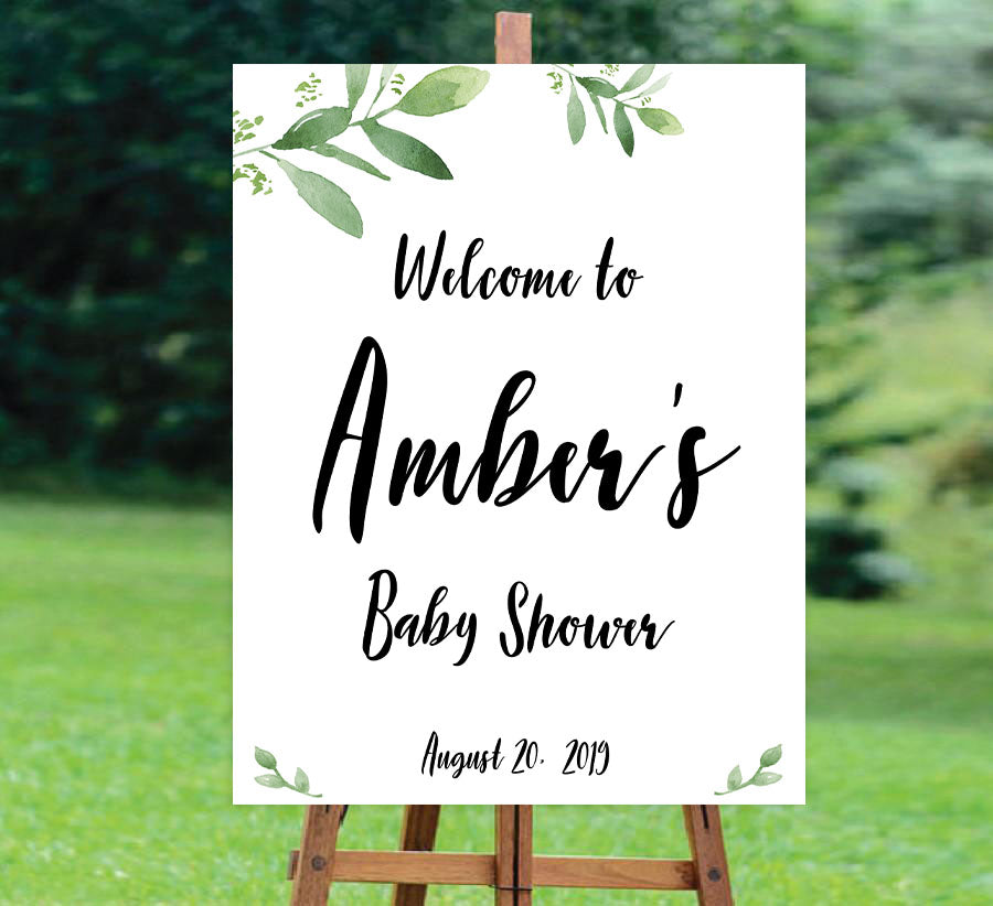 botanical baby shower welcome signs, printable baby shower welcome sign, botanical baby shower decor, floral baby shower ideas
