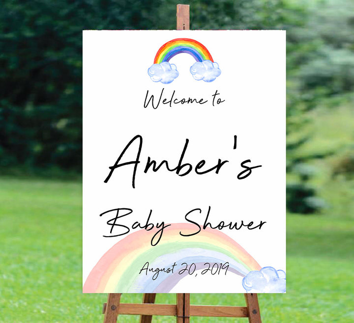 rainbow baby shower welcome sign, printable baby shower signs, baby welcome sign, baby shower decor, rainbow baby decor