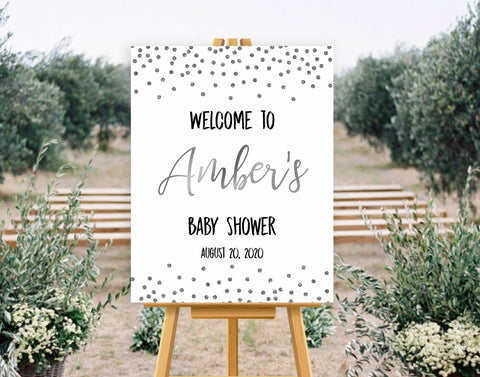 baby welcome sign, baby shower welcome sign, Baby silver glitter baby decor, printable baby table signs, printable baby decor, baby silver glitter table signs, fun baby signs, baby silver fun baby table signs