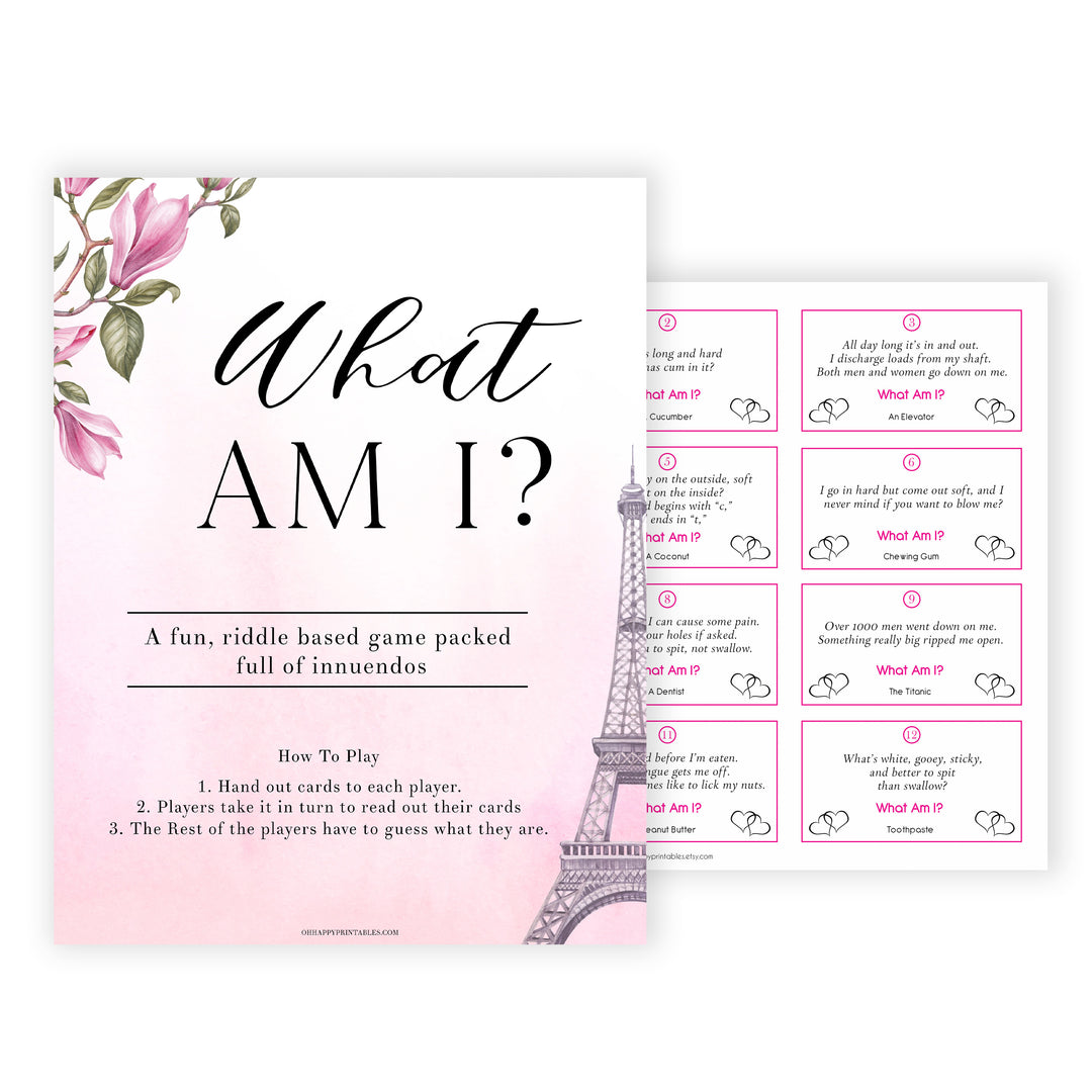 what am I baby game, Paris baby shower games, printable baby shower games, Parisian baby shower games, fun baby shower games