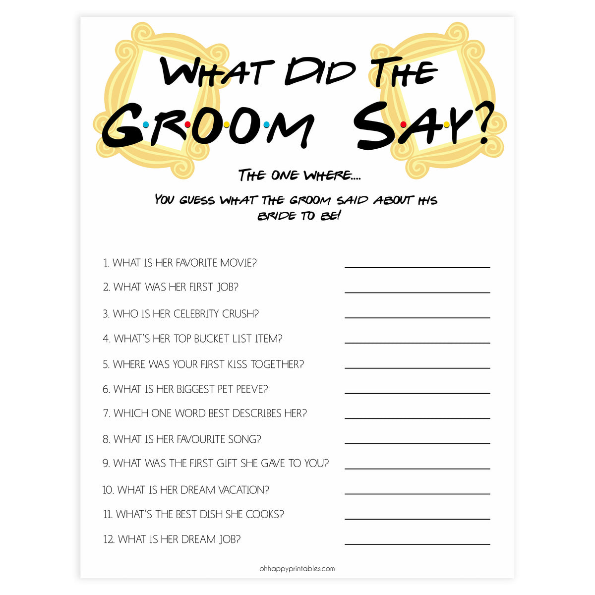 EDITABLE What Did the Groom Say Friends - Main Image