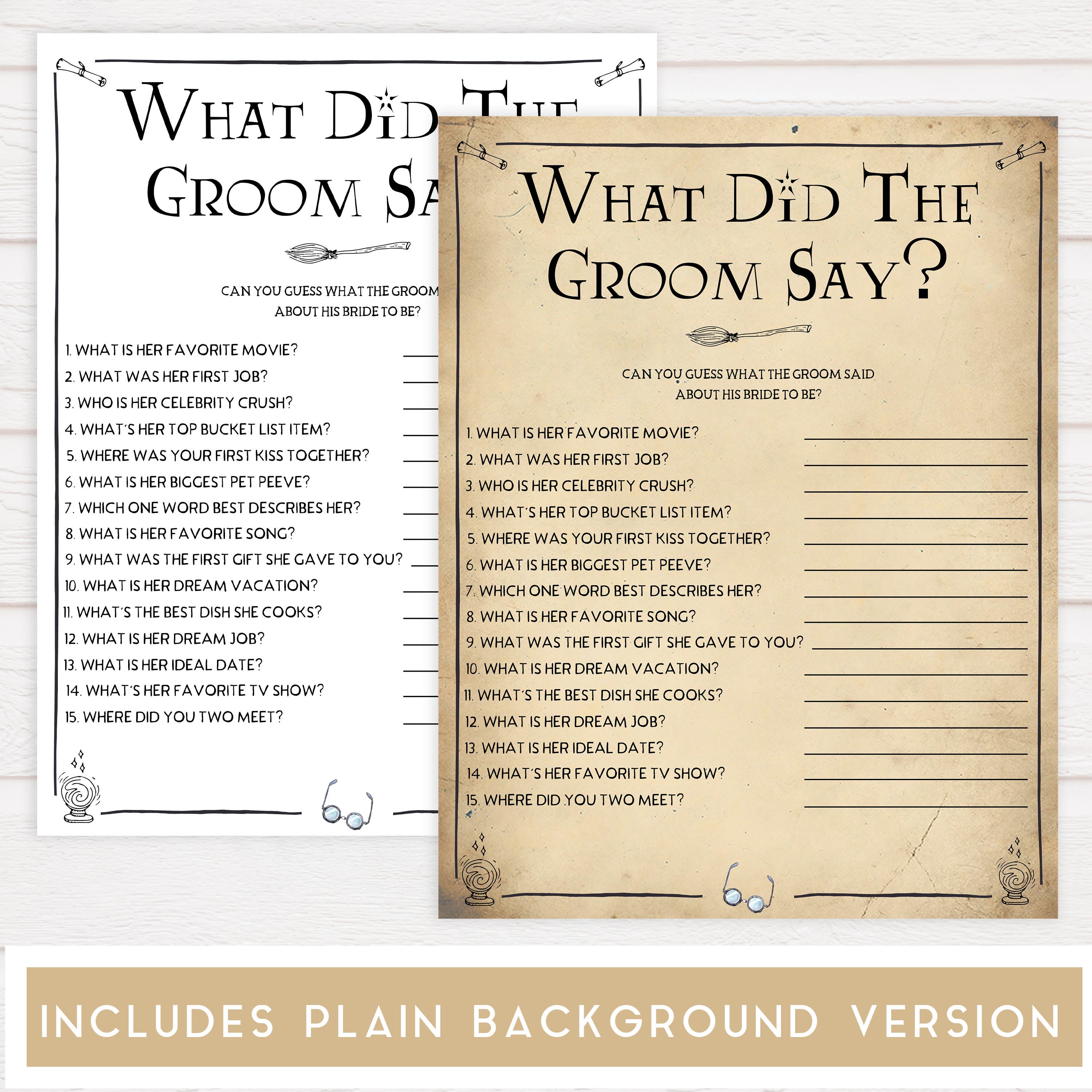 what did the groom stay, Printable bridal shower games, Harry potter bridal shower, Harry Potter bridal shower games, fun bridal shower games, bridal shower game ideas, Harry Potter bridal shower