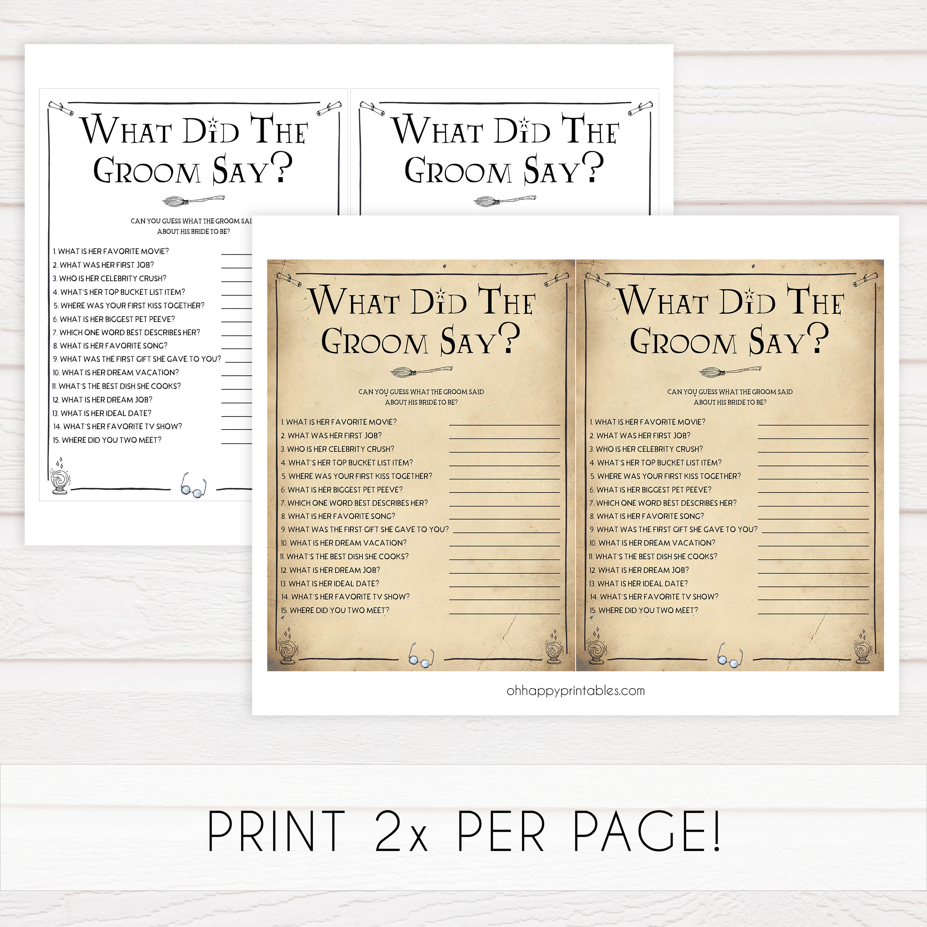 what did the groom stay, Printable bridal shower games, Harry potter bridal shower, Harry Potter bridal shower games, fun bridal shower games, bridal shower game ideas, Harry Potter bridal shower