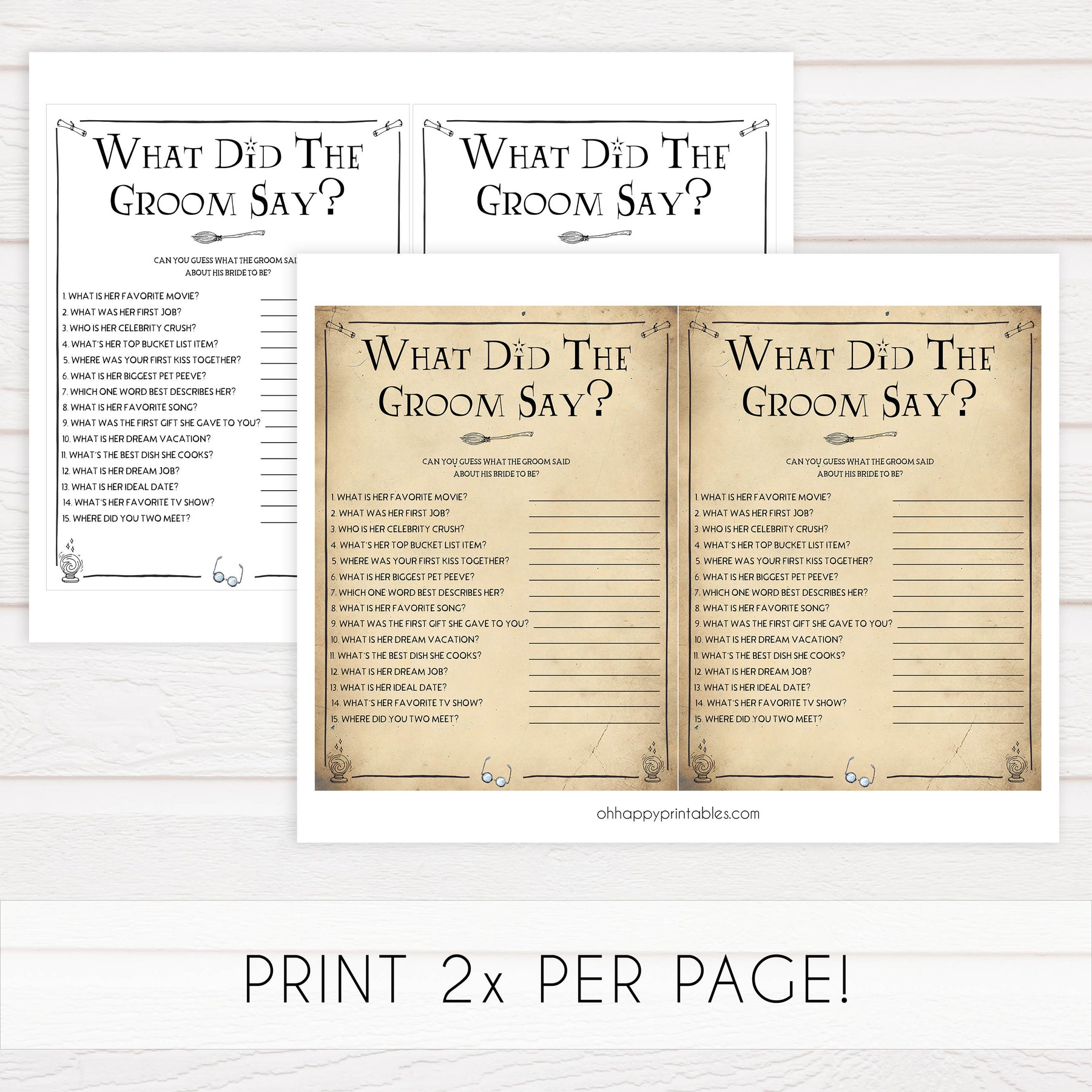 what did the groom stay, Printable bridal shower games, Harry potter bridal shower, Harry Potter bridal shower games, fun bridal shower games, bridal shower game ideas, Harry Potter bridal shower