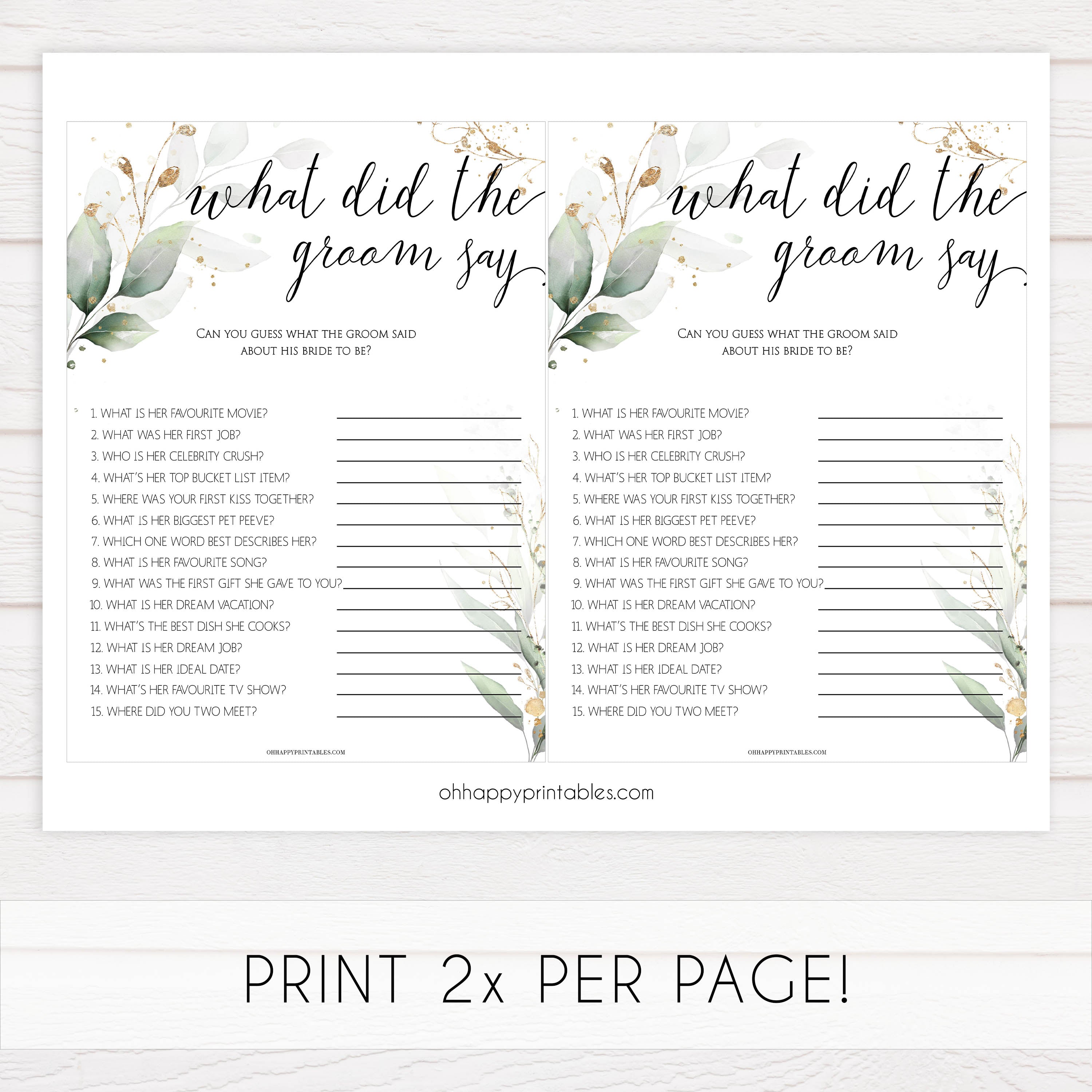 8 bridal shower games, gold leaf bridal games, bridal shower games bundle, gold bridal shower games, printable bridal shower games, fun bridal shower games