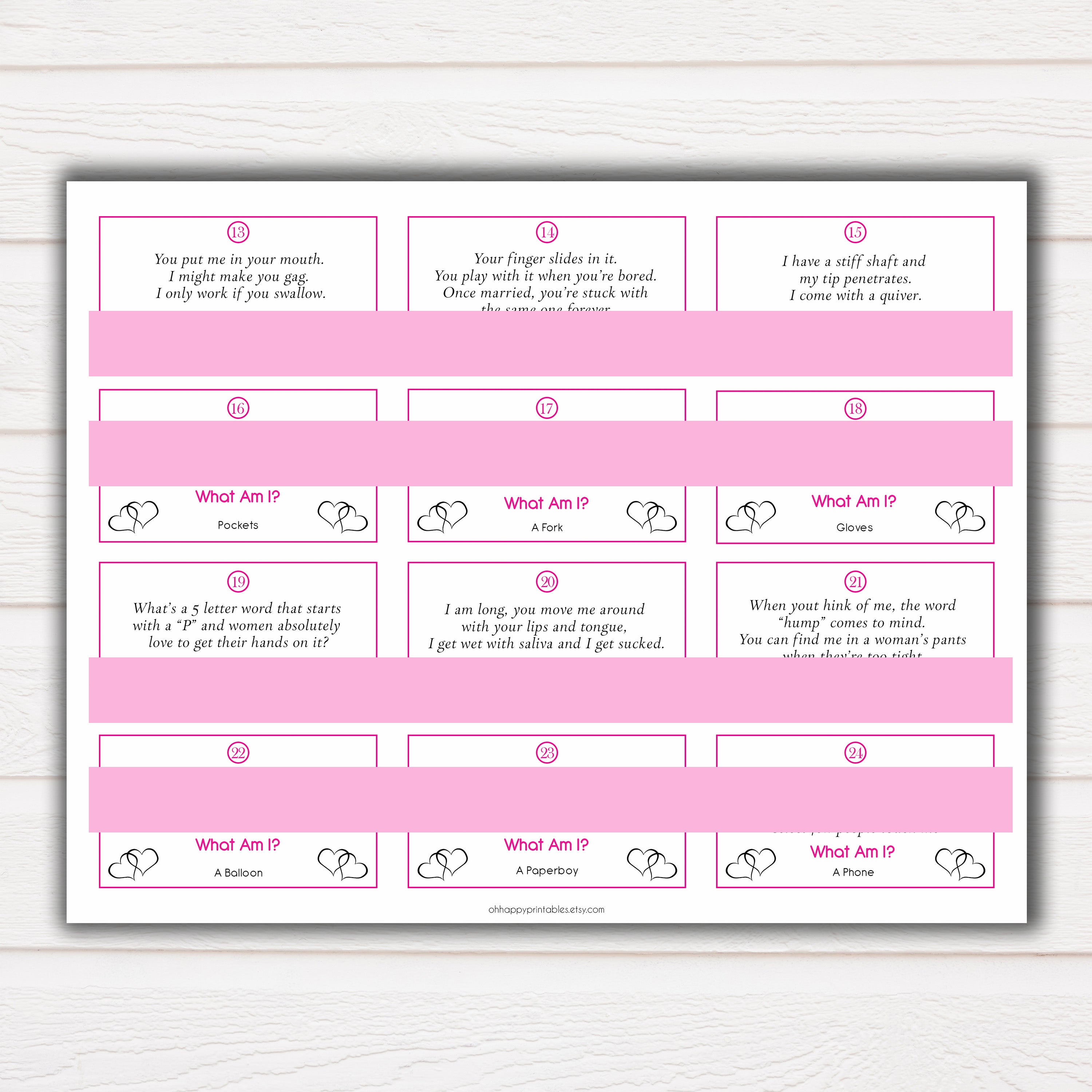 24 What Am I Innuendo Baby Shower Games, Baseball Innuendo Riddle Baby Shower Games, What Am I Games, Baby Games, Adult Baby Shower, printable baby shower games, fun baby shower games, popular baby shower games
