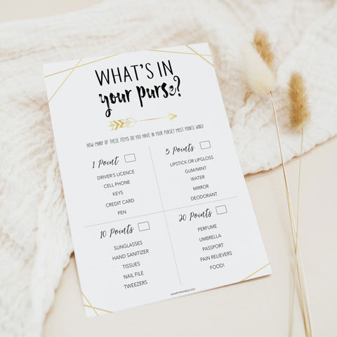 What is in Your Purse Bridal Shower, Kitchen Tea, Baby Shower Game, Instant  Digital Download, Printable. - Etsy