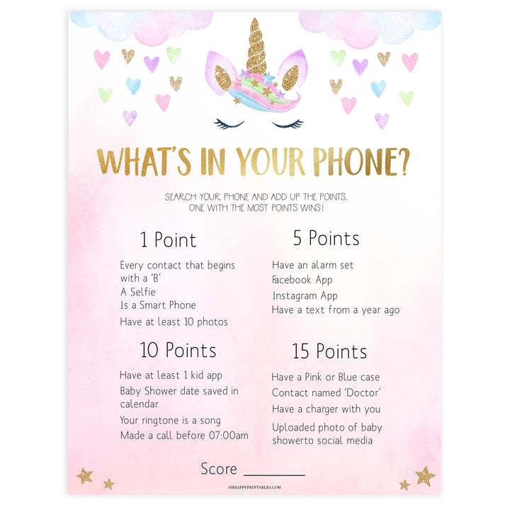 whats in. your phone baby game, Printable baby shower games, unicorn baby games, baby shower games, fun baby shower ideas, top baby shower ideas, unicorn baby shower, baby shower games, fun unicorn baby shower ideas