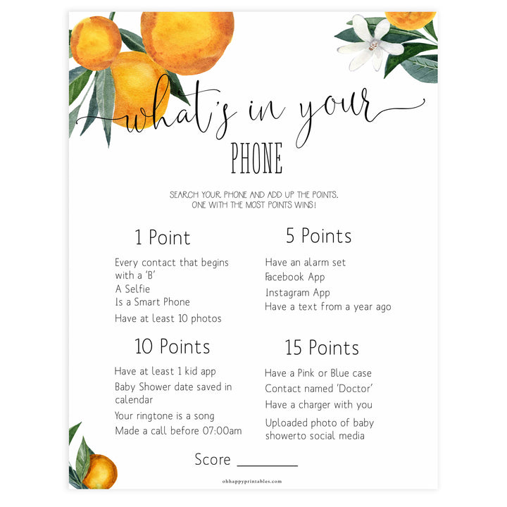 whats in your phone baby game, Printable baby shower games, little cutie baby games, baby shower games, fun baby shower ideas, top baby shower ideas, little cutie baby shower, baby shower games, fun little cutie baby shower ideas, citrus baby shower games, citrus baby shower, orange baby shower