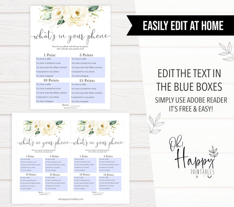 editable whats your phone game, Printable baby shower games, shite floral baby games, baby shower games, fun baby shower ideas, top baby shower ideas, floral baby shower, baby shower games, fun floral baby shower ideas