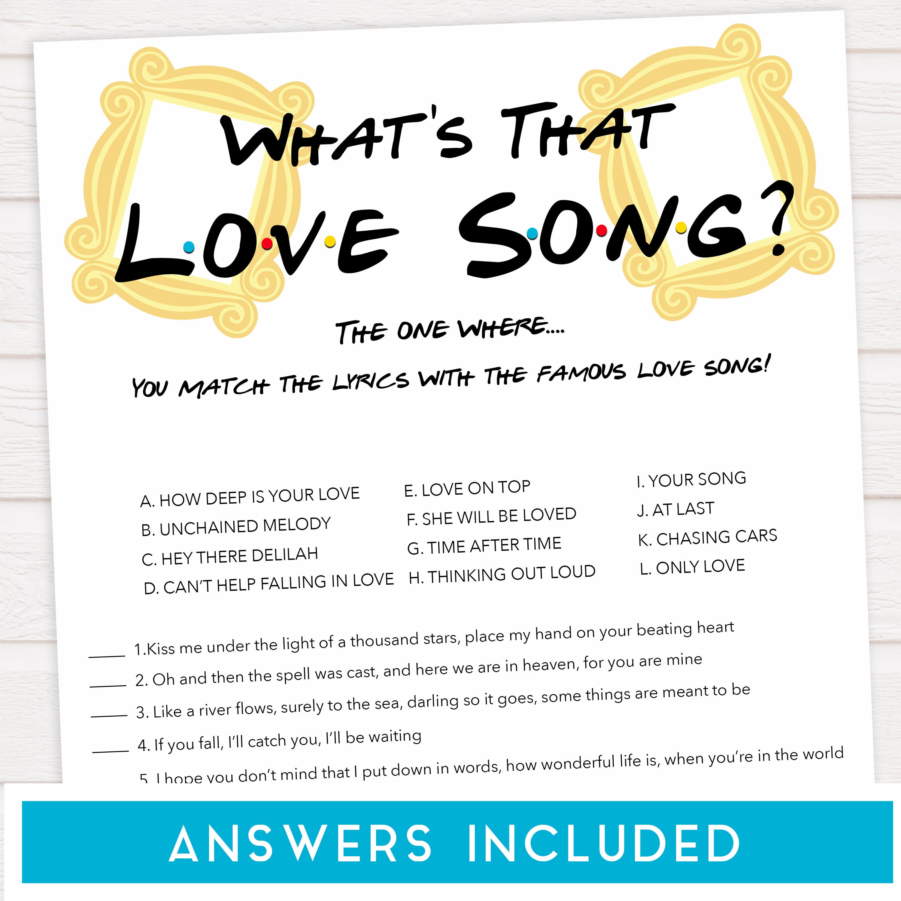 whats that love song game, love song guessing game, Printable bridal shower games, friends bridal shower, friends bridal shower games, fun bridal shower games, bridal shower game ideas, friends bridal shower
